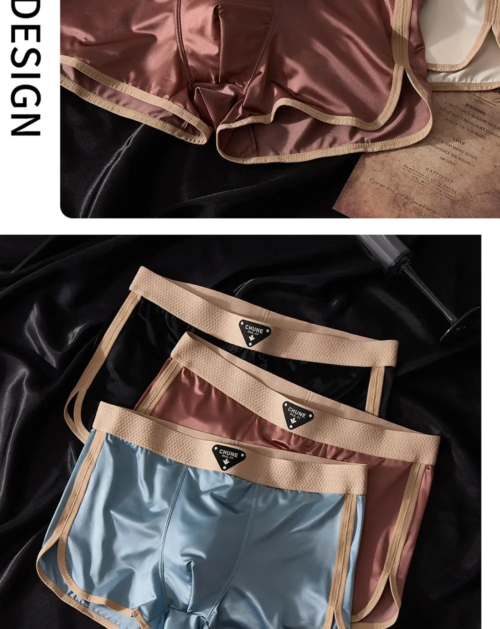 3PCS/Pack Luxury Satin-like Ice Silk Men's Panties Hygroscopic Breathable Double-layer Silk Crotch Boxer High Elastic Underpants — image 9