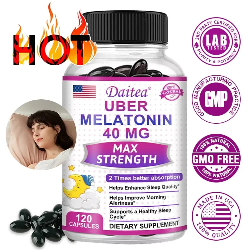 Daitea Super Melatonin Capsules-40mg Contain Vitamin C Help You Fall Asleep Faster Relieve Insomnia and Improve Sleep Quality — image 1