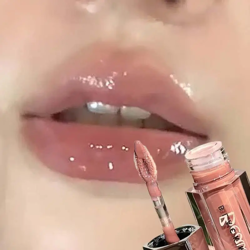 Gelo transparente marrom brilho labial hidratante batom líquido brilhante nude água luz espelho de vidro maquiagem de longa duração — image 2
