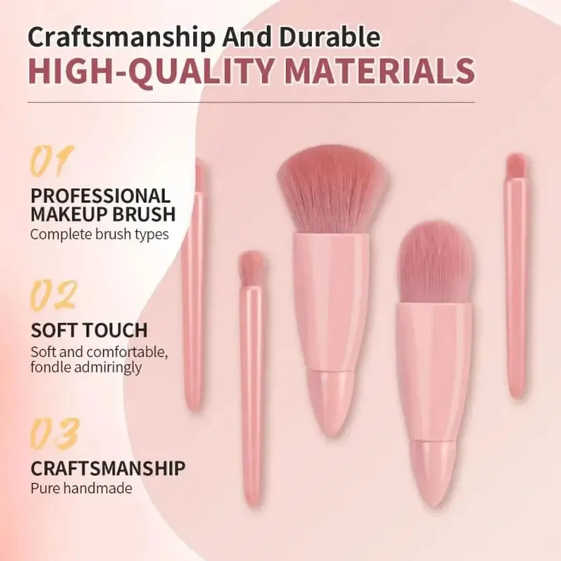 Brushes Small Complete Function Cosmetic Brushes Kit With Case And Mirror 5pcs Travel Size Makeup Brushes Set Mini Makeup — image 5