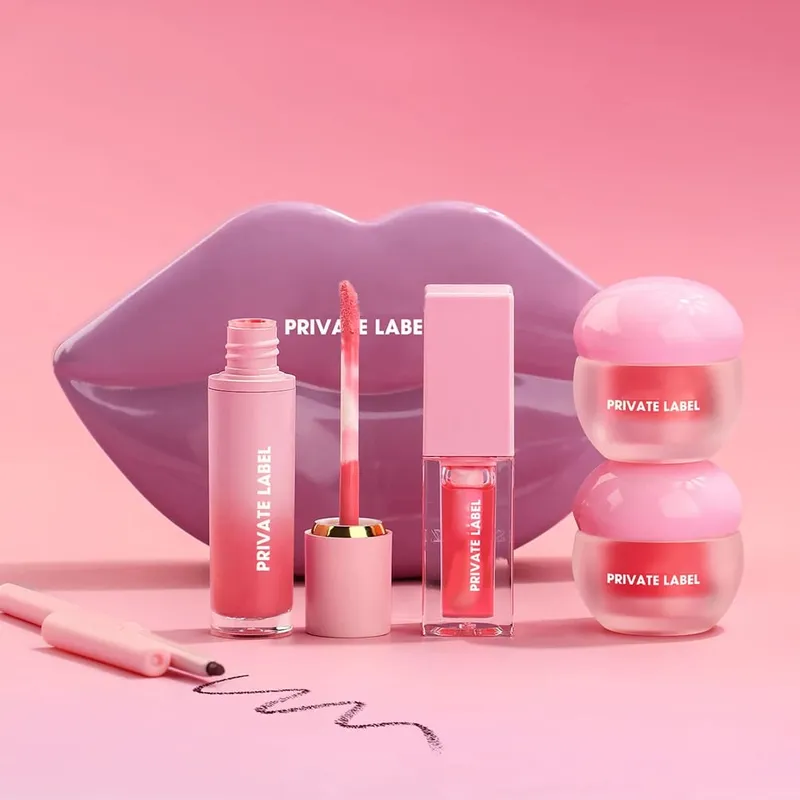 Wegański zestaw do makijażu ust 5 w 1 Błyszczący olejek Maska Liner Peeling Prywatna marka Własne logo Hurtownia dostaw hurtowych dla sprzedawców — image 2