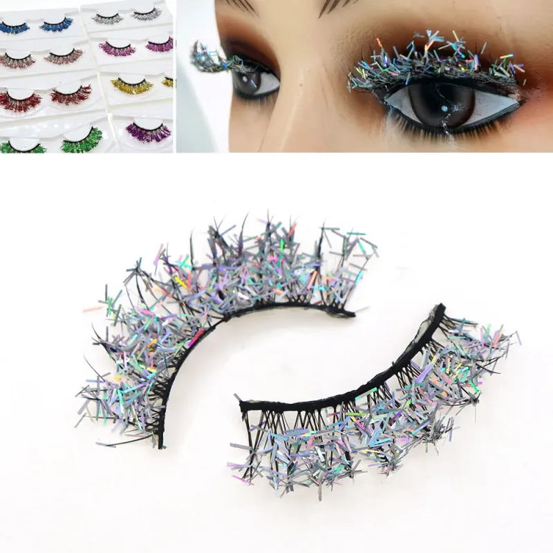 White Eyelashes Cosplay Makeup Natural Long Cross Strip False Eye Lashes — image 14