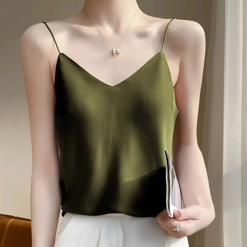 Casual Women Camis Tops Solid Spring Summer Tops Sexy V-neck Tank Tops Office Lady Top 2026 Fashion Korean Tank Top — image 2