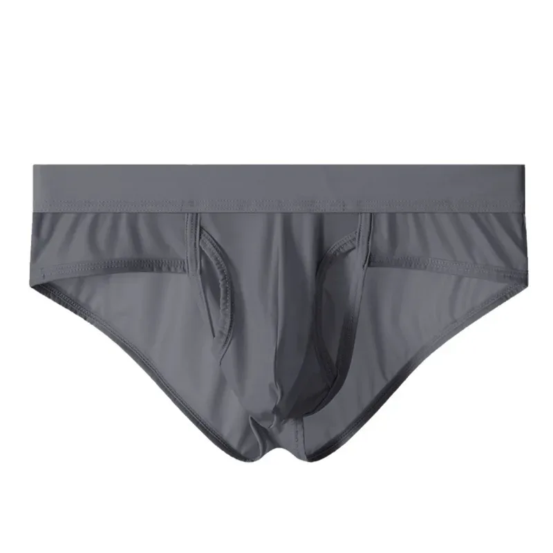 Open Front Fly Pouch Underwaer Men Scrotal Support Sports Briefs Ice Silk Breathable Underpant Bullet Separate Healthy Panties — image 2