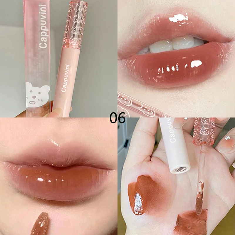 1PC Mirror Water Lip Gloss Cherry Pink Transparent Waterproof Long Lasting Moisturizing Nude Clear Tint Glass Lips Oil Makeup — image 12