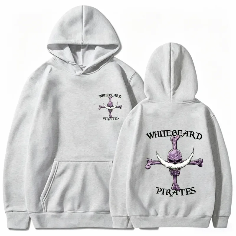 Felpa con cappuccio One Piece Pirati di Barbabianca, Felpa pullover con stampa, Top con cappuccio streetwear grafico anime Barbabianca Jolly Roger — image 5