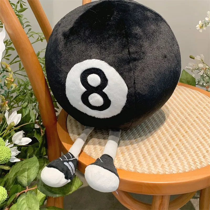 Fun Hot Selling 28cm Long Legs Billiard Ball Plush Doll Throw Pillow Black Eight Round Ball Plush Toy Home Decor For Boys Gift — image 1