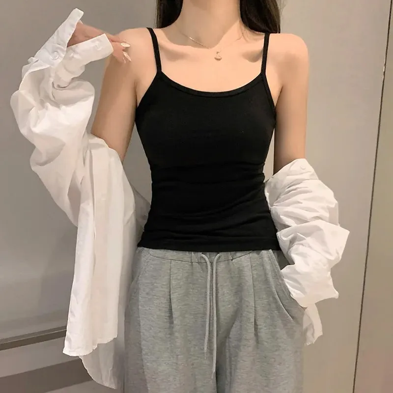 Simple Solid Color Women Tank Tops Soft Cotton Camis sleeveless Basic Vest Tshirt Sexy Strapy Camisole for Women Clothing — image 4