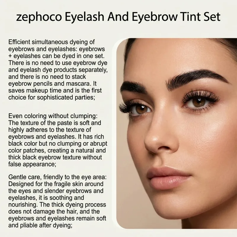 Kit de tinte de pestañas y cejas 2 en 1, juego de tinte de Color para cejas semipermanente profesional DIY, uso en salón en casa, negro intenso, 1 Juego — image 3