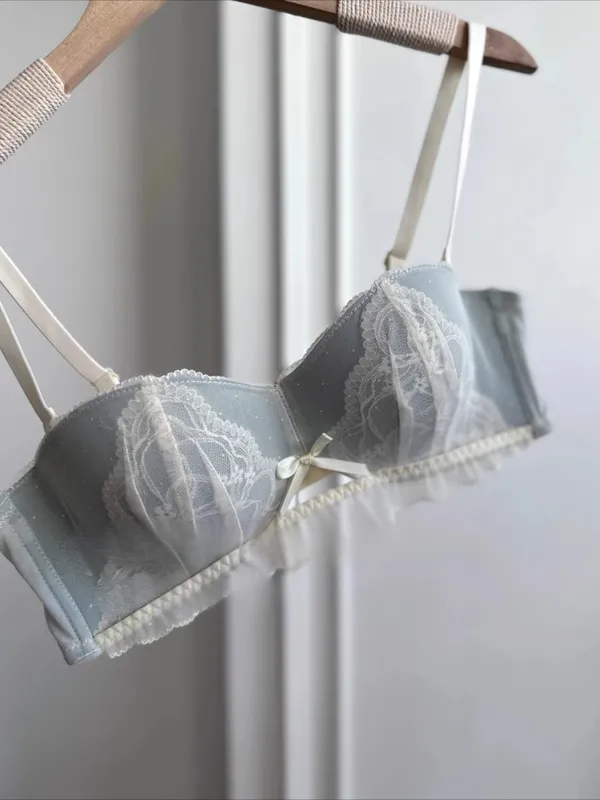 Viktorianisch inspiriertes Demi-BH- und Knicker-Set | Transparenter Push-up-BH aus Mesh-Spitze für kleine Brüste, Anti-Durchhängen | Luxus-Dessous MOYISU Höschen — image 8