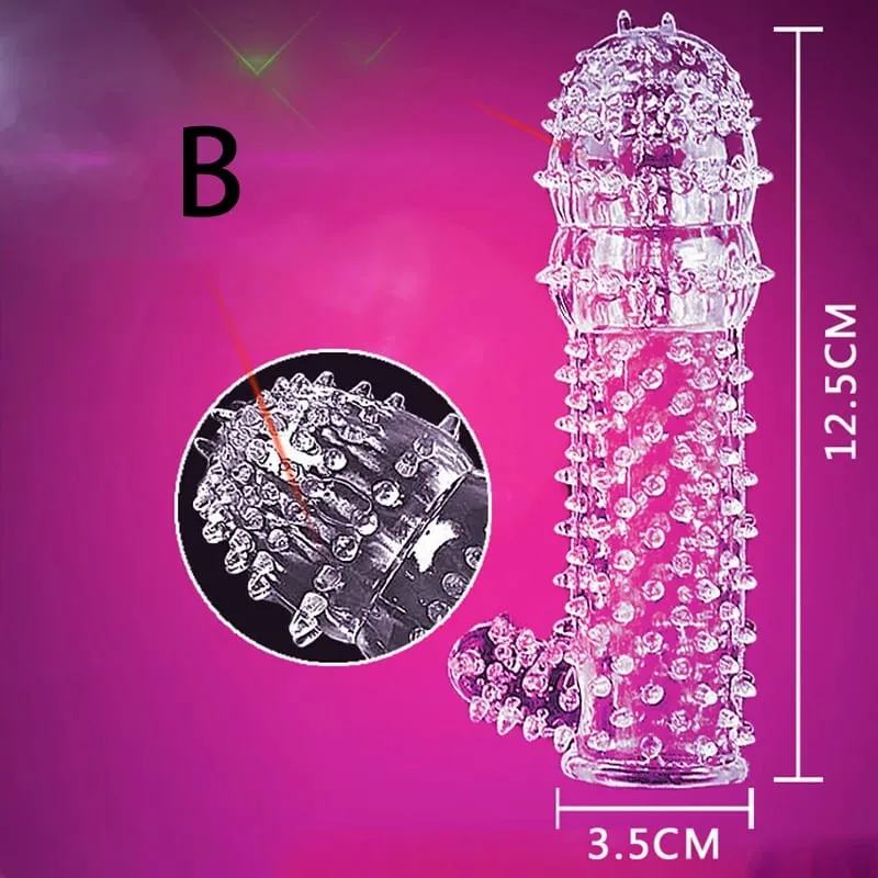 Reusable Condoms with stud Delay Ejaculation Sex Toys for Men G Spot Stimulation Penis Sleeve Contraception Cock Ring Extender — image 5