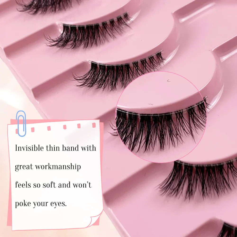 Černé řasy 10 polovičních řas Soft Natural Cat Eye Lashes Makeup Tool Prodlužovací nástroj Fluffy Faux Cils sezona návratu do školy — image 7