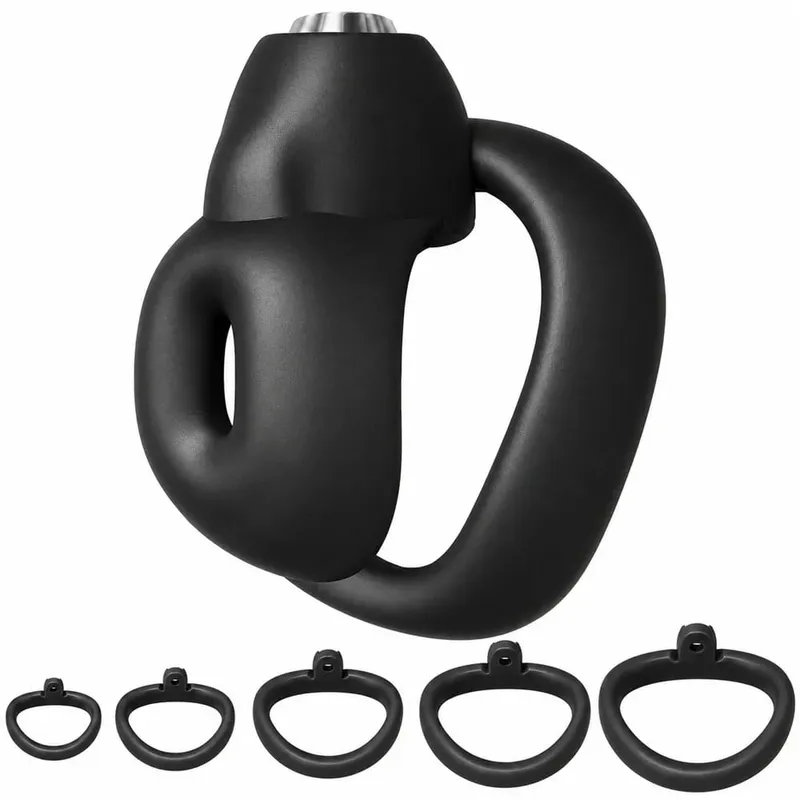 Male Penis Chastity Cage Set Small Mini Chastity Cage With 5 Cock Rings Penis Bondage Slave Restraint Man Sex Toy