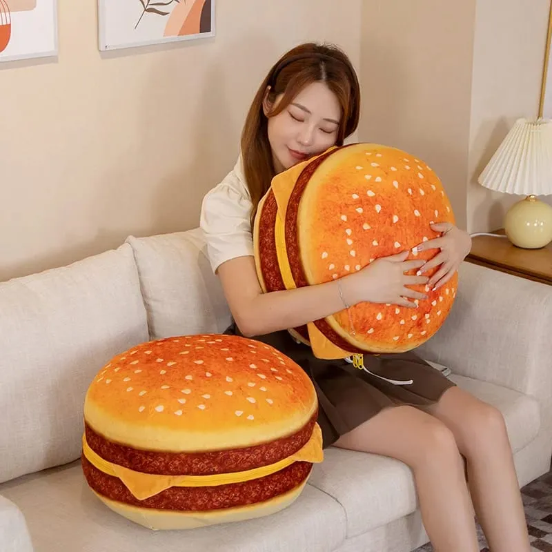 New Creative Burger Plush Toy Soft Padded Plush Cushion Cute Hamburger Pillow Sofa Chair Cushion Boys Girls Kids Birthday Gift