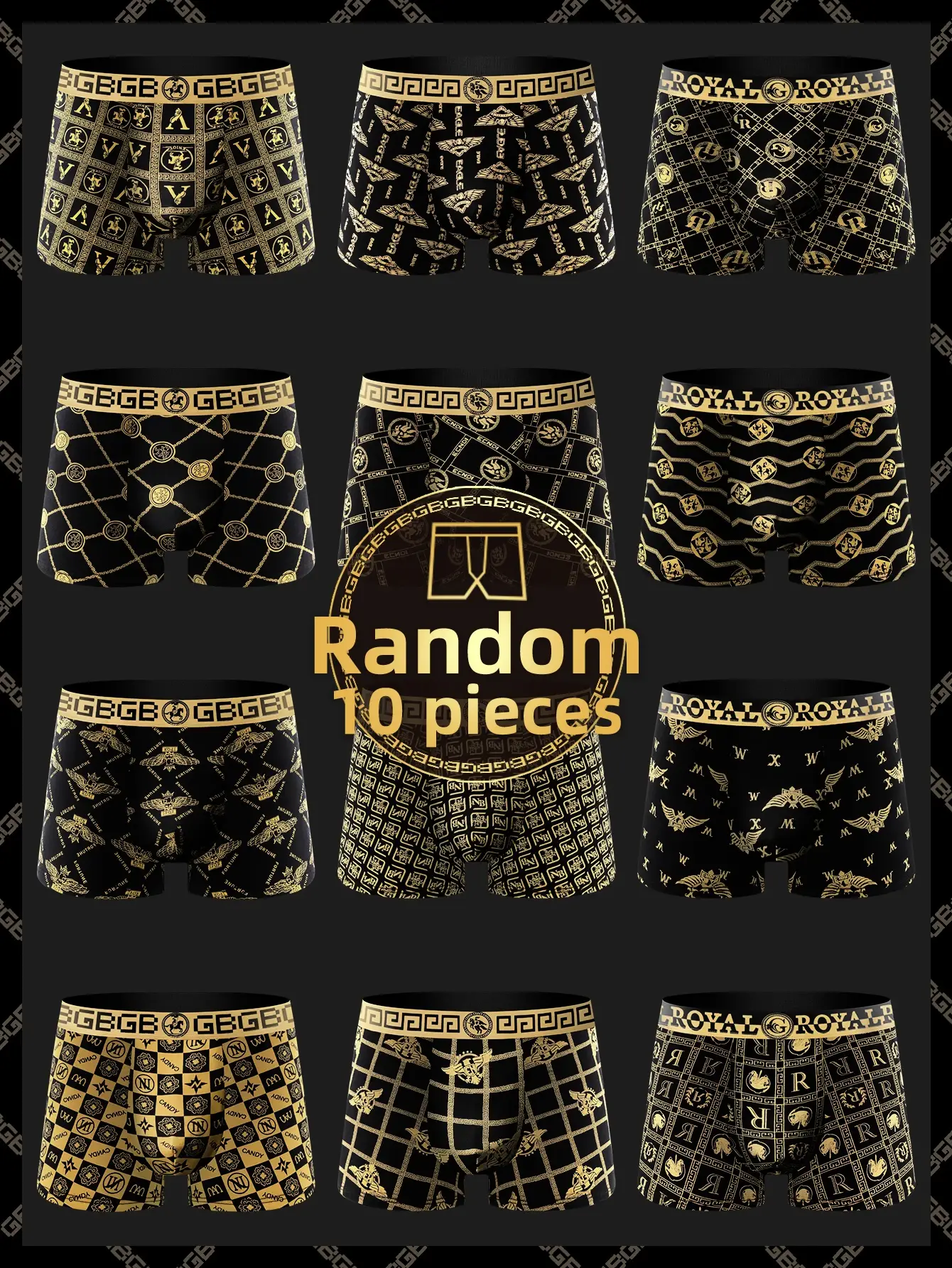 10 pieces of men's boxer briefs, black gold random soft, breathable, comfortable skin-friendly four seasons hot men's underwear — image 4