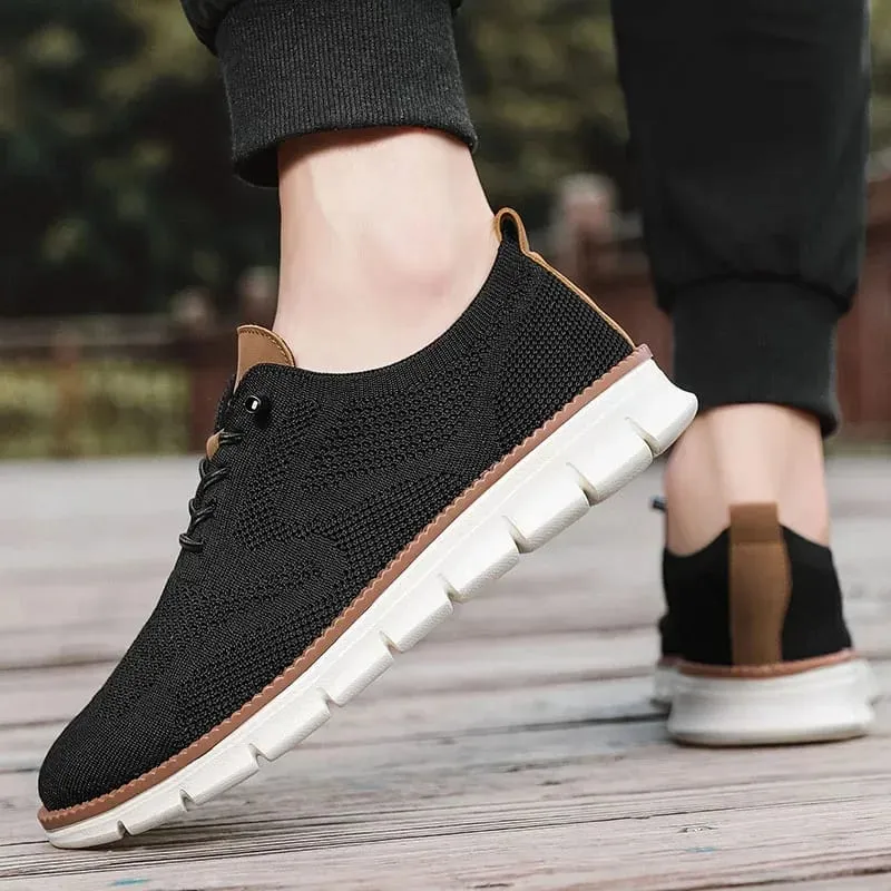 Men Casual Shoes Classic Breathable Brogue Flats Cushioning Color Blocking Design Dress Shoes Versatile Sneakers lightweight — image 4
