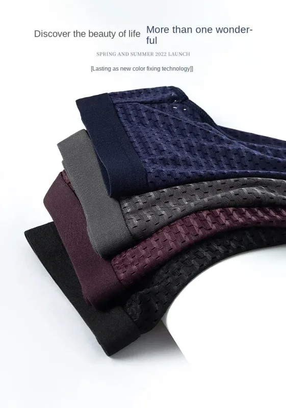 1/4 PCS Men Underwear Male Thin Breathable Triangle Panties for Men's Ice Silk Briefs Mesh Sexy Square Corner Pants for Shorts — image 15