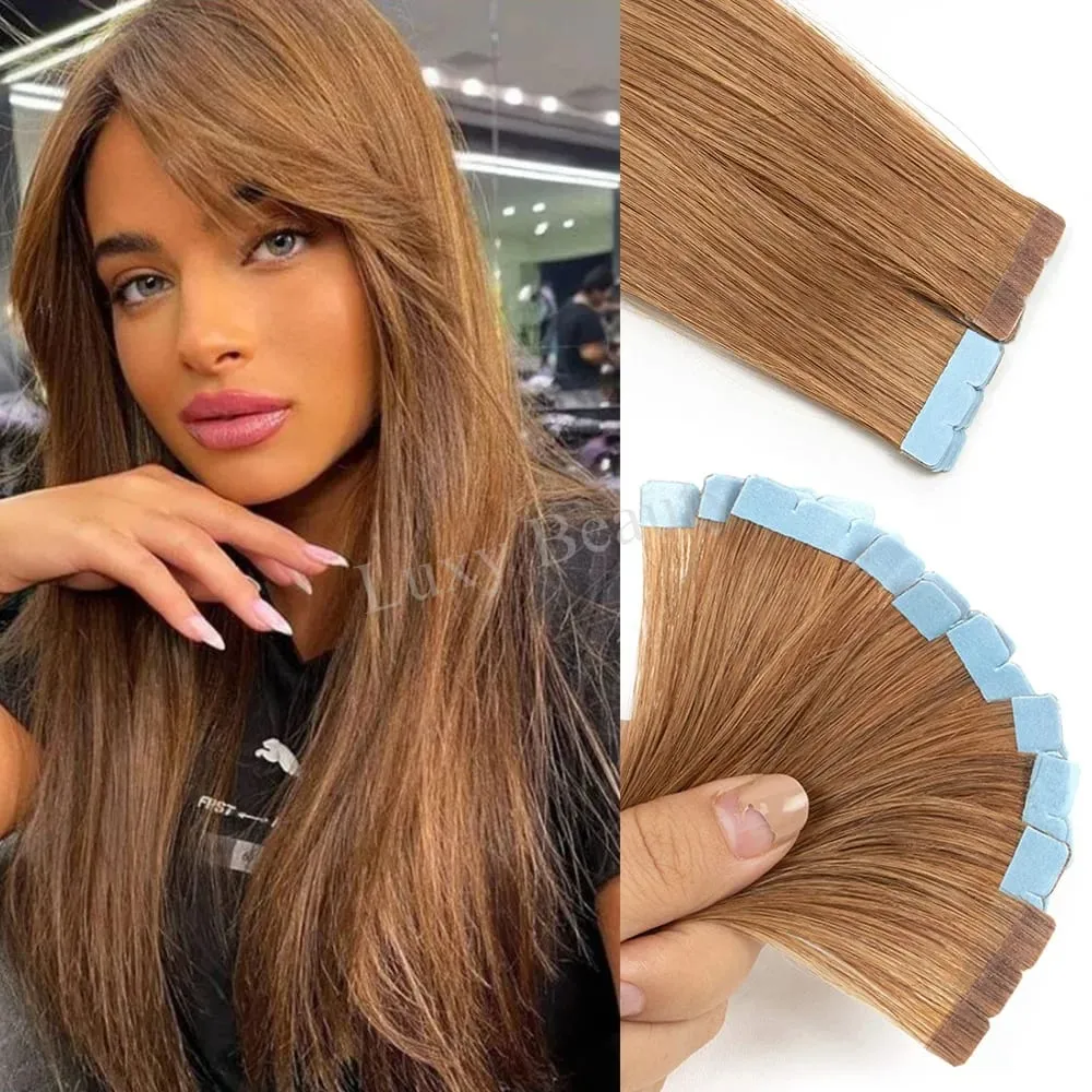 Blonde Mini Tape in Human Hair Extensions Double Side Seamless Natural Straight Black Brown Tape Ins Hair Extensions 10pcs/set