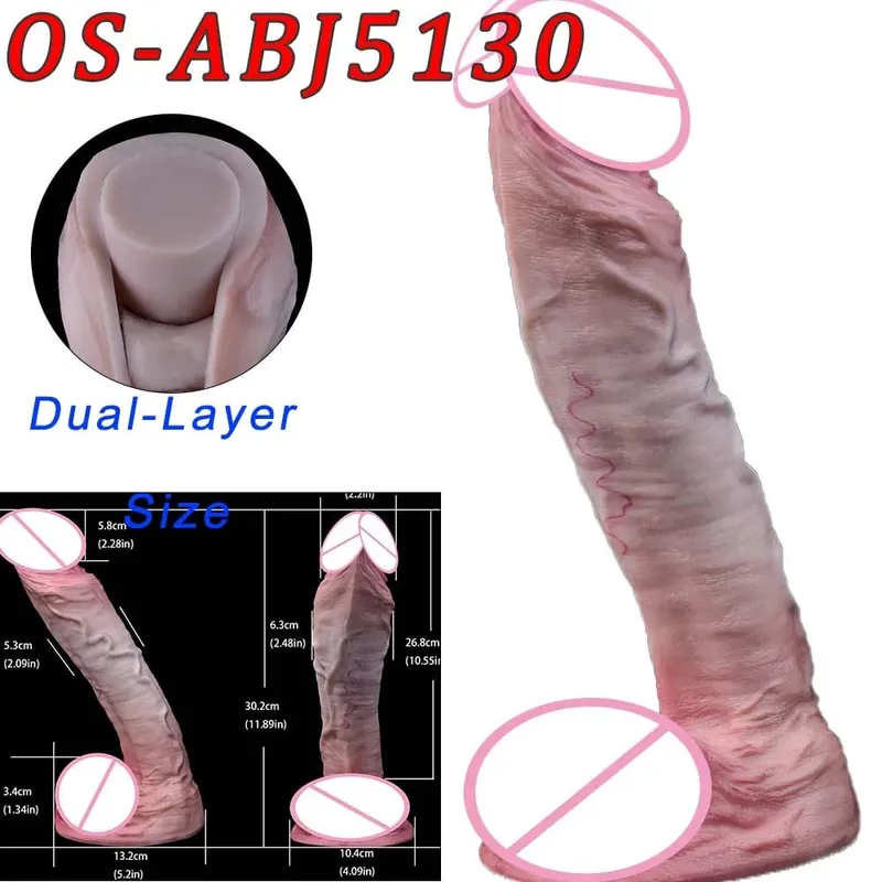 Mainan Seks Stimulator Vagina Anal Kepala Ganda Dildo Panjang Realistis 47Cm dengan Pengisap untuk Pasangan Lesbian Alat Dewasa Pria Gay