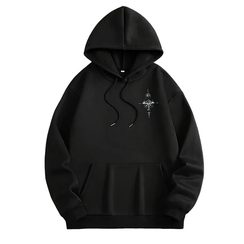 Vintage Compass Print Hoodies for Men High Quality Hooded Long Sleeve Pullover All Season Daily Casual Sports Tops Men's Clothes — image 13