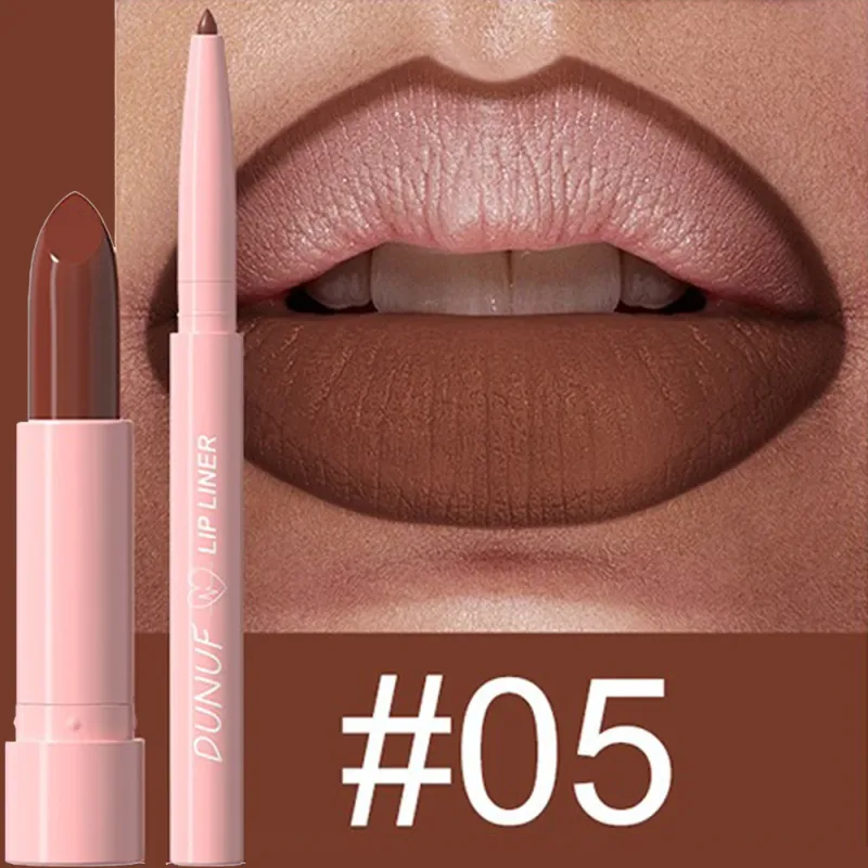 2Pcs/Set Lipstick+Lip Liner Makeup Kit Matte Nude Long-lasting Waterproof Non Staining Tapered Nib Lip Contour Pen Lip Cosmetics