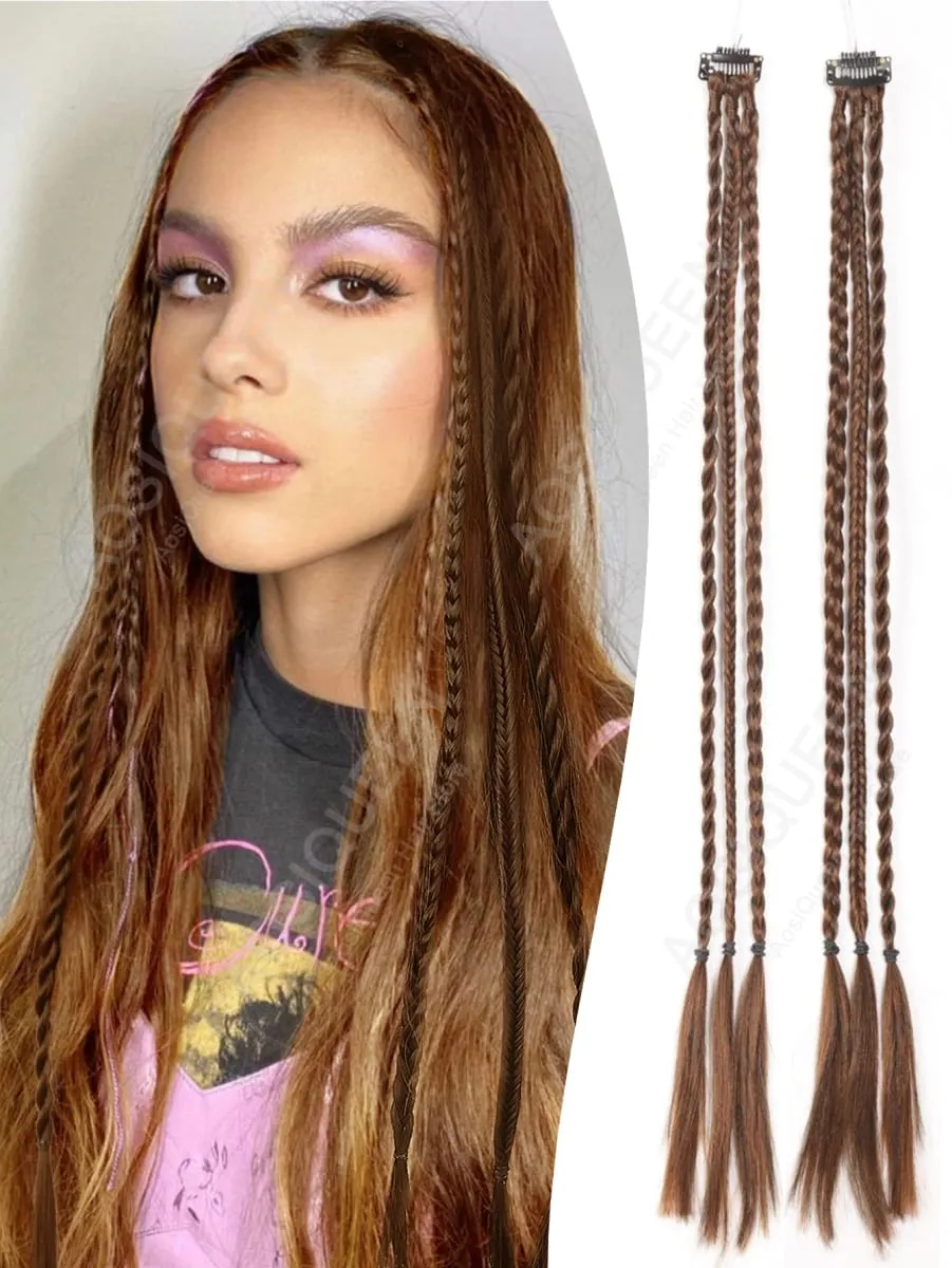 Synthetic 1/2pcs Braid Wig With Strong BB Clip Lightweight Box Braid Ponytail Hair Piece for Women