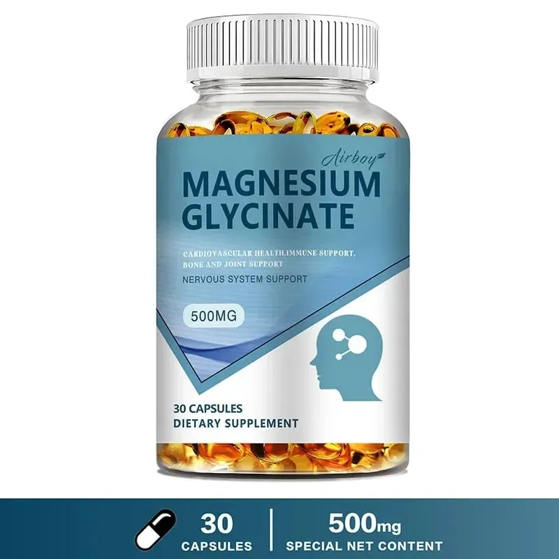 Magnesium Glycinate - Nerves System Improve Mood Nervous Muscles Recovery Heart Health Sleep Quality Support