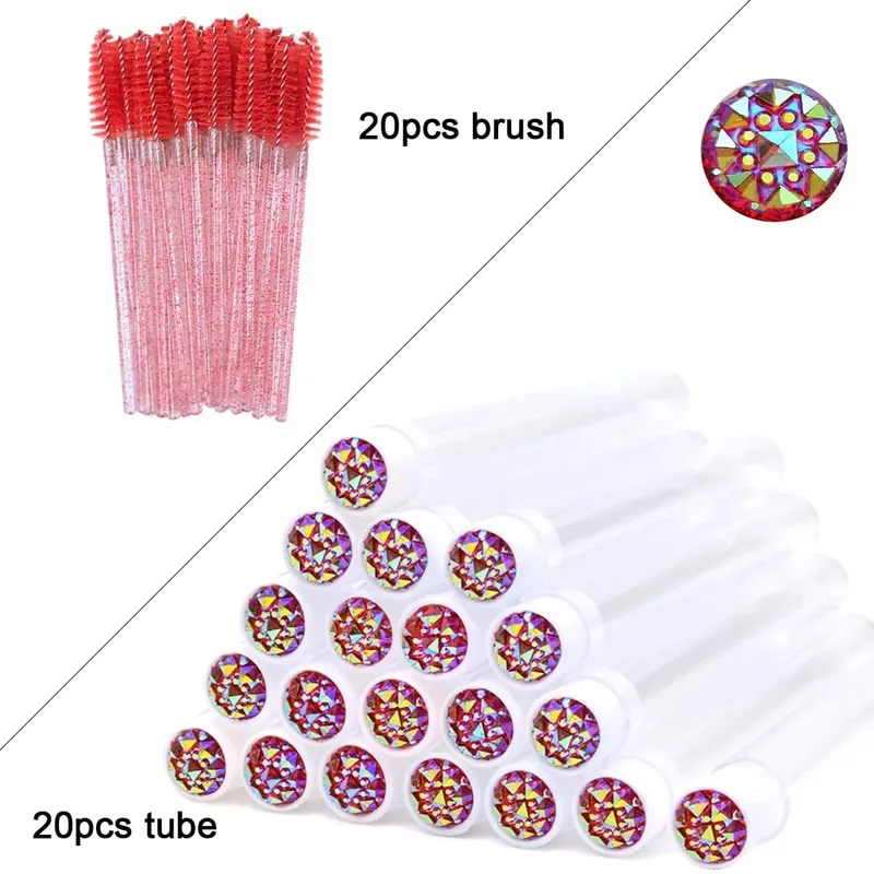 20Pcs Eyelash Brush Tubes With Crystal Lash Mascara Wands Eyebrow Comb Spoolies Container Lash Brush Applicators Makeup Tools — image 18
