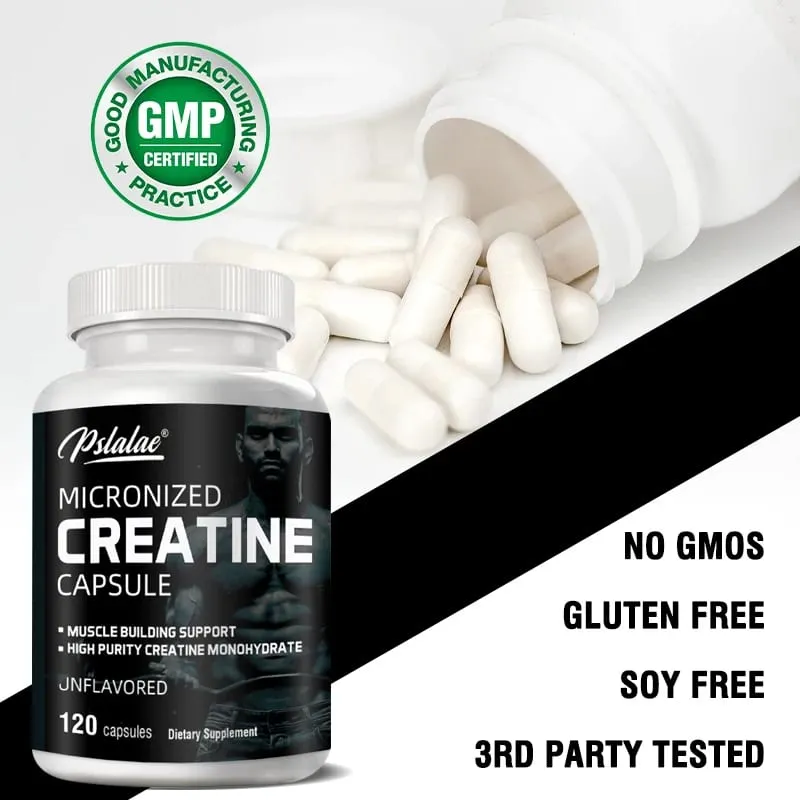 Micronized Creatine Powder (5000 Mg) Creatine Monohydrate Powder Unflavored Ketogenic Friendly Non-GMO 120 Capsules
