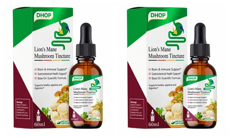Lion's Mane Mushroom Extract Drops 60ml Hericium Erinaceus Supports Brain Immune Health Vegan Liquid Supplement for Adults