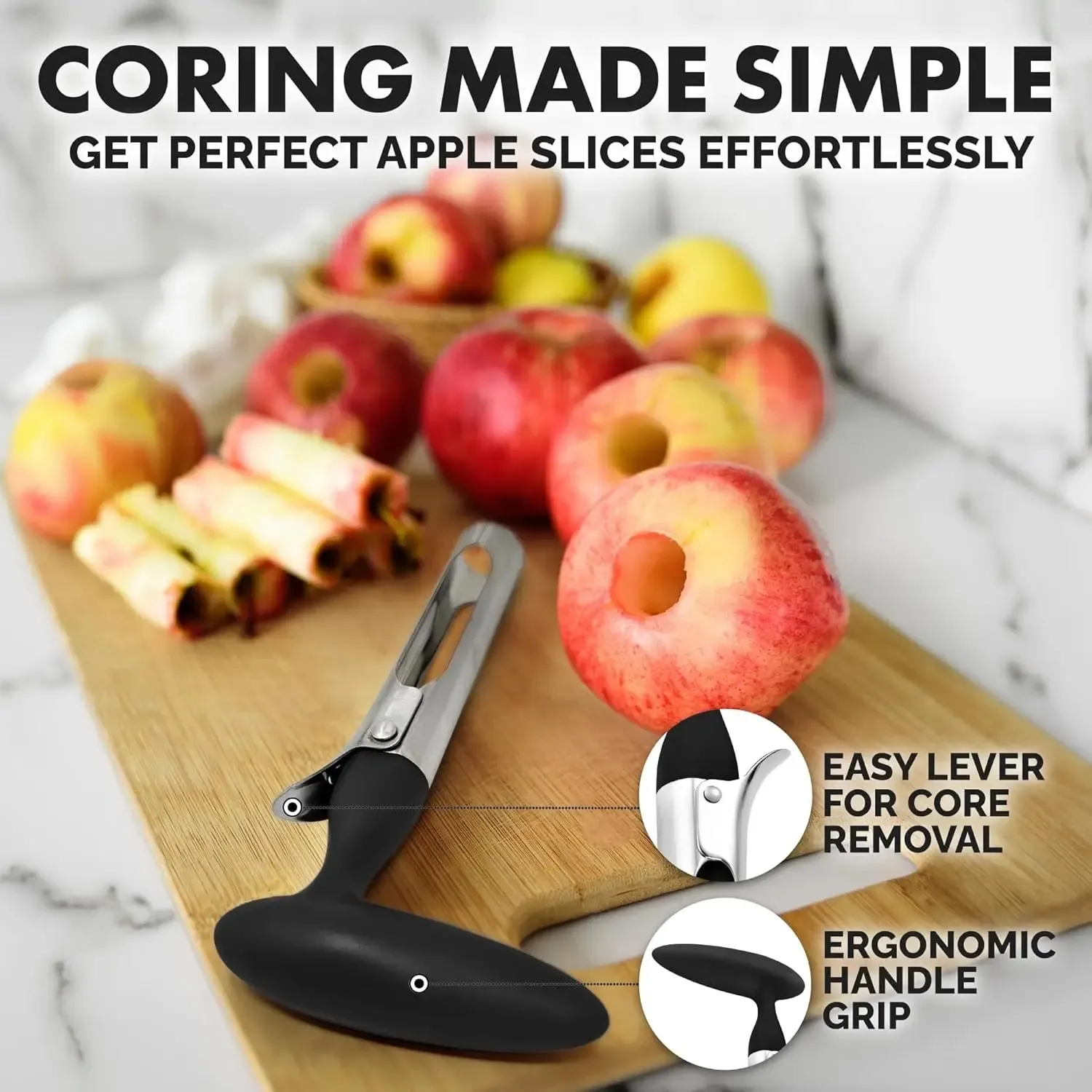 1PC Premium Stainless Steel Kitchen Apple Corer Tool Ultra Sharp Easy to Use & Clean Durable Fruit Corer Remover
