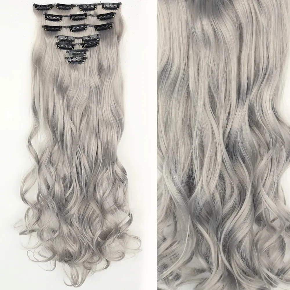 Long Straight Hairstyle 16 Clips 7Pcs/Set Hair Extensions Natural Synthetic Blonde Black Hairpieces Heat Resistant For Women — image 35