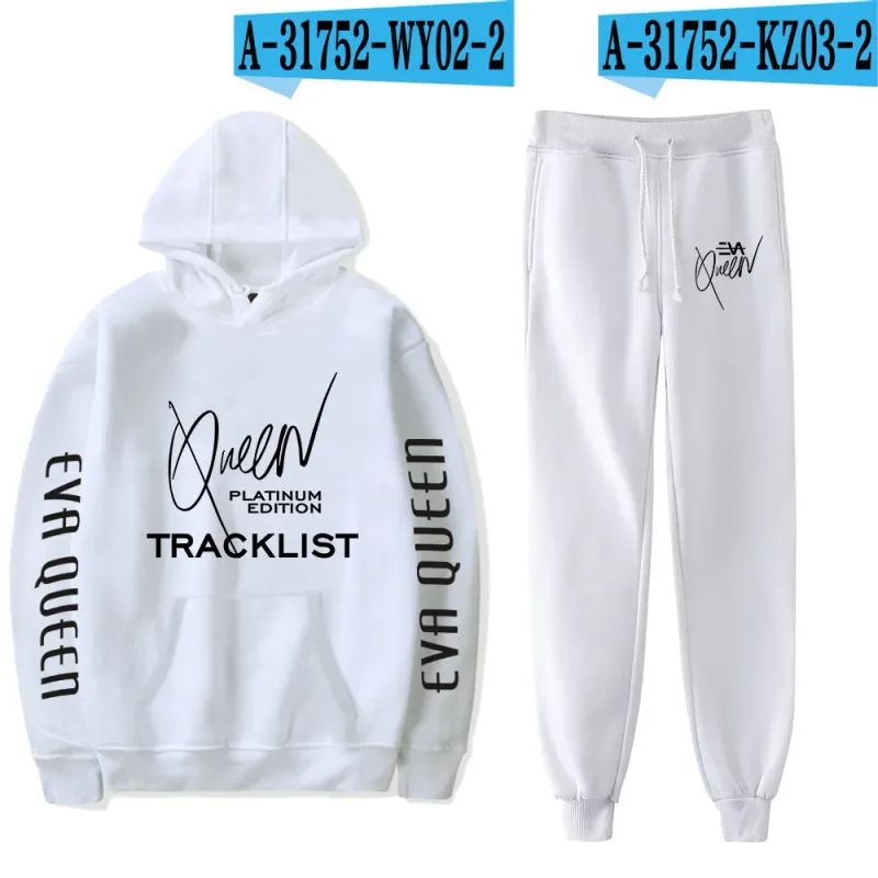 Hip Hop สบาย Eva Queen พิมพ์เสื้อกันหนาว Sweatpants ชุด Hoodies + กางเกงชุดชาย/หญิง 2 ชิ้นชุดเสื้อผ้า — image 30