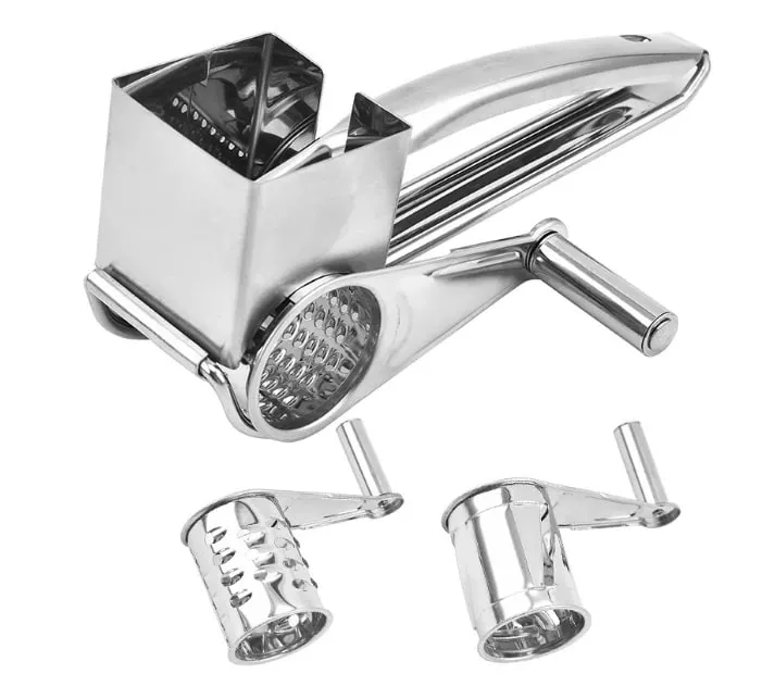 304 Stainless Steel Cheese Grater with 3 cutters Household Kitchen Hand Rotation Creative for cheese nut baking tools — image 12