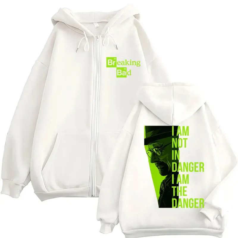 TV Series Breaking Bad Heisenberg Zip Up Hoodies I Am Not Danger I Am The Danger Men Women Tracksuit Loose Autumn Casual Coats — image 3