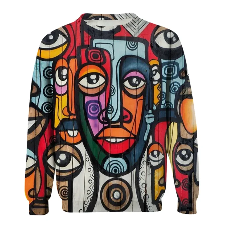 Baju Sweat Grafik Lelaki untuk Lelaki Pullover Graffiti Baju Sweat Lengan Panjang Krew Leher Fesyen Percutian Harian Kasual Percutian Baru