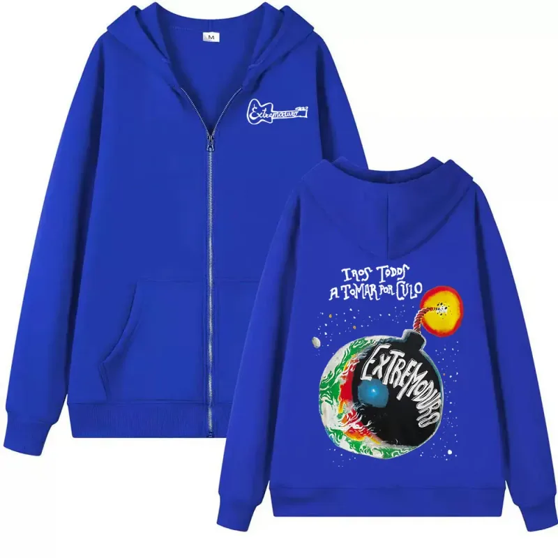 Rock Band Extremoduro Tour 2026 Zip Up Hoodies Fesyen Lelaki Gothic Fleece Sweatshirts Kot Zip Besar Hoodie Streetwear — image 5