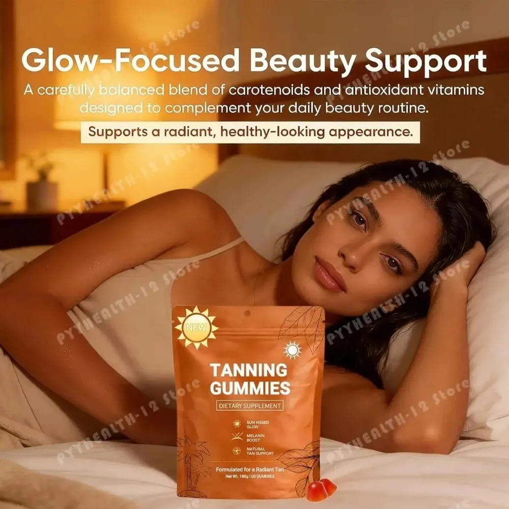 Gummies abbronzanti per donne Supporto abbronzante senza sole Supporto vegano senza zucchero Non OGM Astaxantina e licopene 60 conteggi — image 5