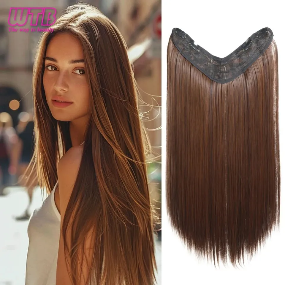 Synthetic 4 Clip In Hair Extensions Long Straight Hairstyle Hairpiece Black Brown Blonde 50CM Natural Fake Hair For Women