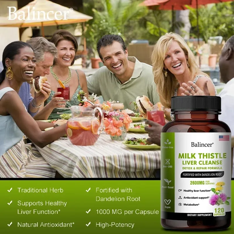 Milk Thistle Extract Capsules with Dandelion for A Detox Cleansing Liver Support and Repair Formula Help Digestion Non-GMO — image 6