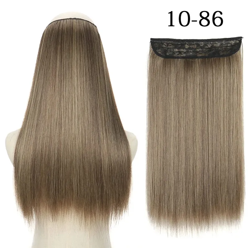 Synthetic Long Straight No Clip Invisible Line Hair Extensions 40 55 80cm Natural Brown Blonde Fake Hairpiece For Women