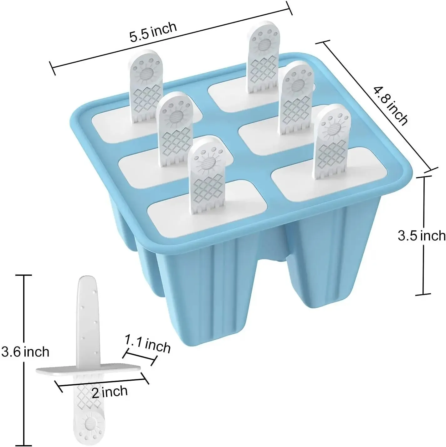 Moldes para picolés, 6 peças, moldes de silicone para picolés, sem bpa, reutilizáveis, fácil liberação, fazer gelo — image 4