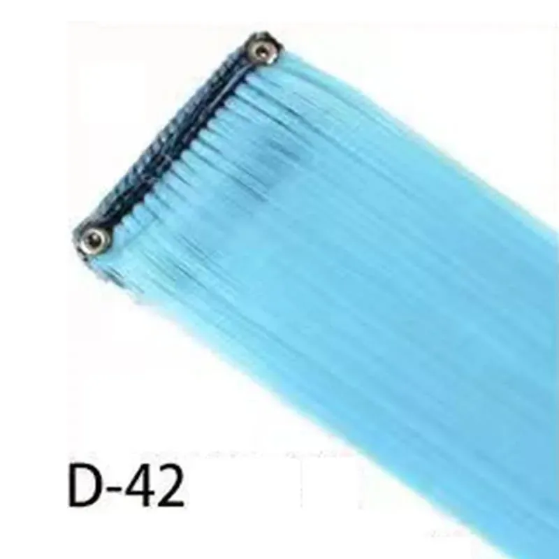 Synthetic 10Pcs colorful Hair Extensions Clip in Colored Party Highlights Extension for Kids Girls Long Straight Hairpiece — image 36