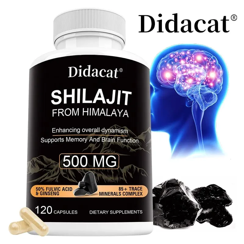 Shilajit with Ginseng Extract 500 Mg Helps Improve Overall Vitality Memory & Brain Function 85+ Trace Mineral Complex — image 1