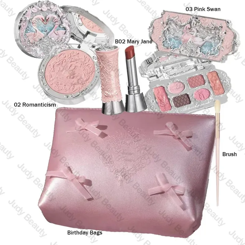 Makeup Flower Knows Set Shell Pearl Series Six Color Eyeshadow Palette Embossed Blusher Shine Lipstick Kit With Bag All In