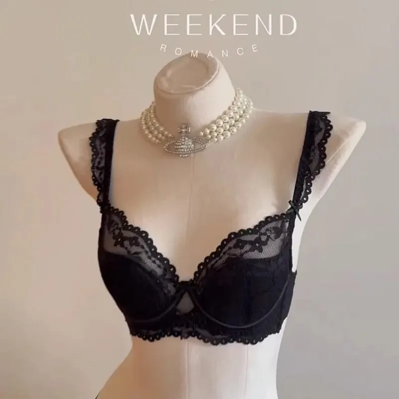 Sexy Lace Push Up Bra for Bigger Look Minimizer Slimming Underwire Support Tuck Side Fat No Sagging Steel Ring Plus Size