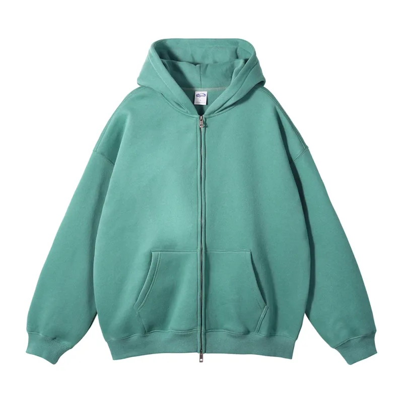 New Men Double Headed Zipper Fleece Hoodies Unisex Loose Basic Solid Warm Hooded Sweatshirts Coats For Winter HY0633 — image 49