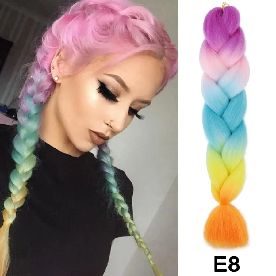 24 Inch Synthetic Jumbo Braid Pure And Ombre Braiding Hair Extensions For Women DIY Jumbo Hair Braids Black Green Gray Brown — image 73