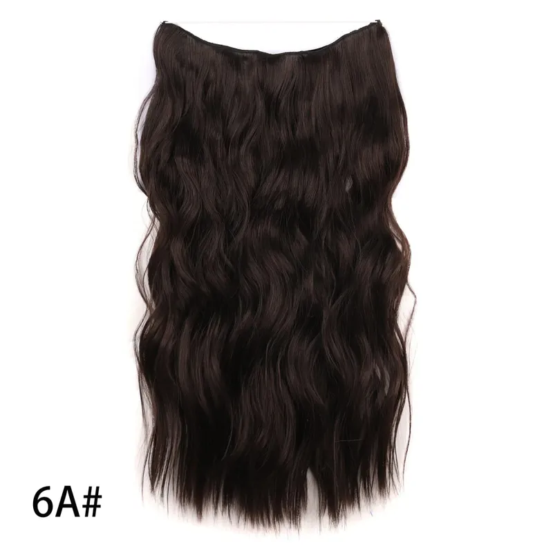 Synthetic Invisible Wire Hair Extensions Long 4 Clips In Wave Curly Hairpiece For Women 20Inch Secret Fish Line Hair Extensions — image 11