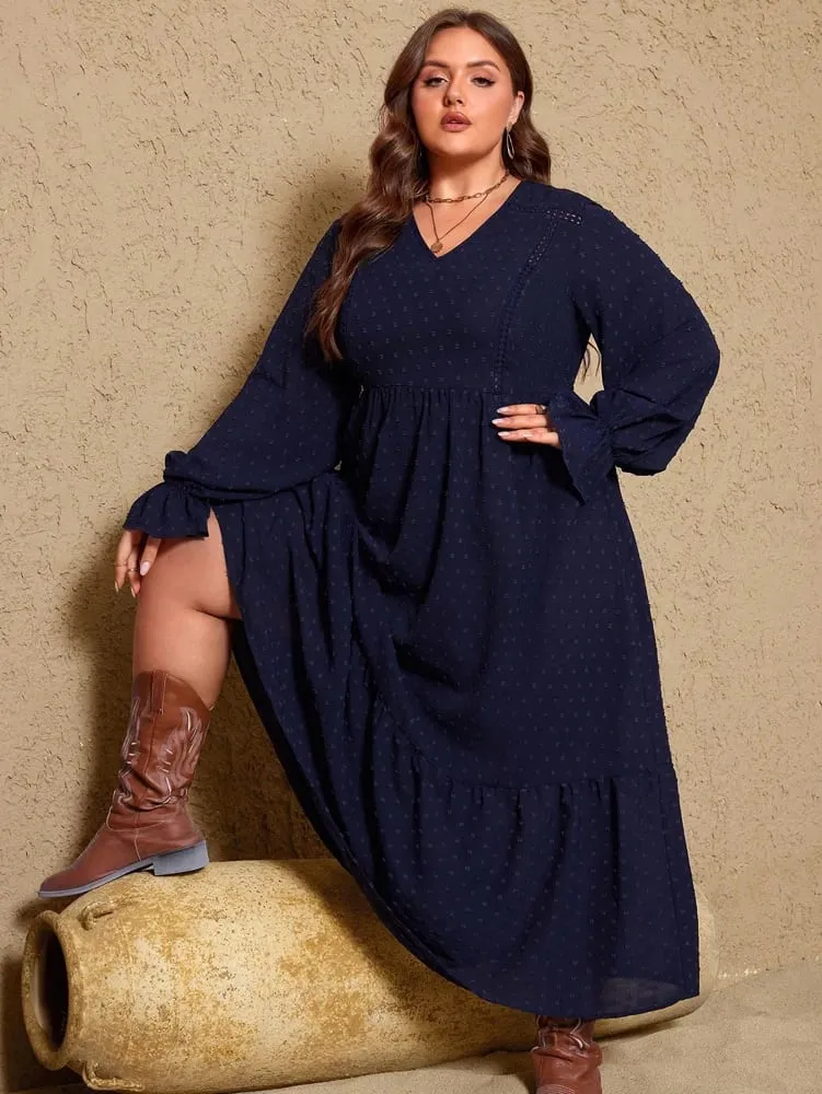 plus Size Women's Pullover V-Neck Long Sleeve Dress Autumn 2025 Printed Loose Casual Fashion Best Choice for Autumn — image 6